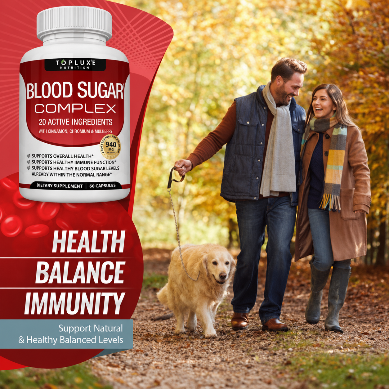 TopLuxe Blood Sugar Complex 20 Vitamins & Minerals Support Overall Health