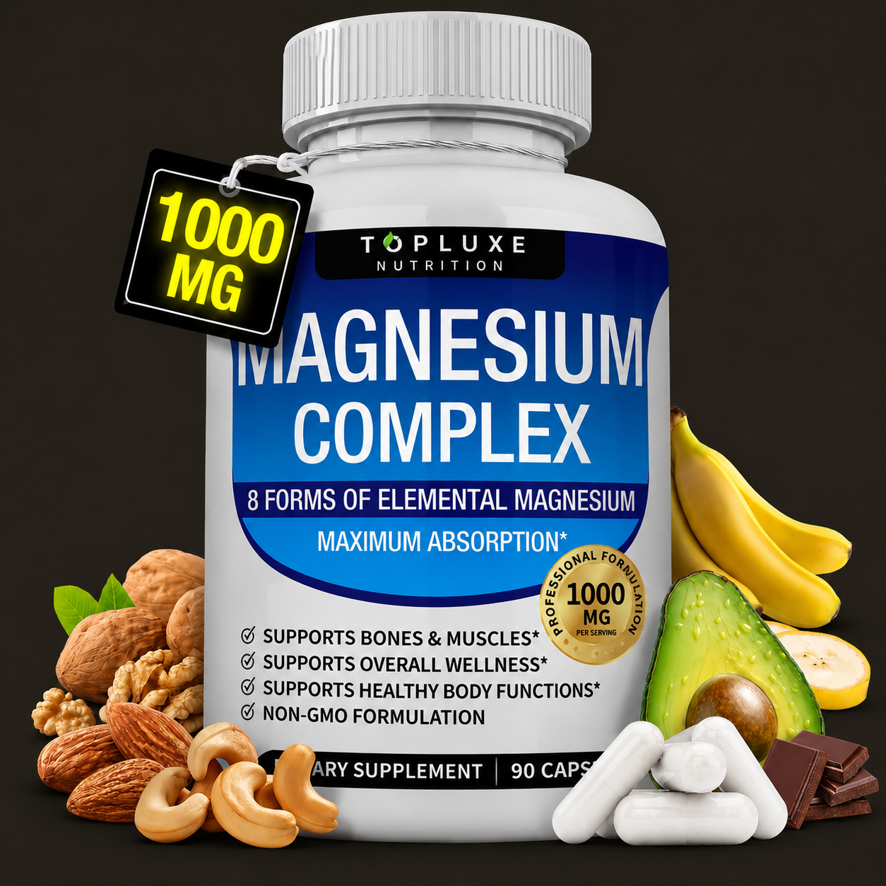 TopLuxe Magnesium Complex 8 Essential Magnesium Supplement 1000mg